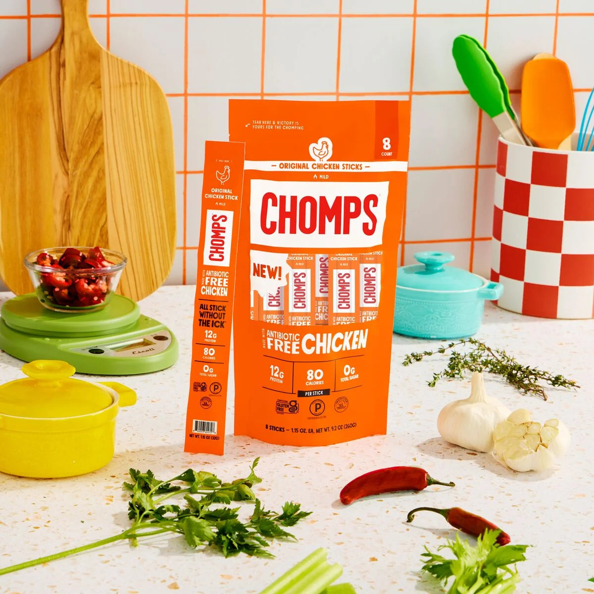 Chomps snack beside a carnivore diet article